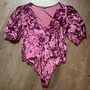Free People purple velvet leotard with snaps